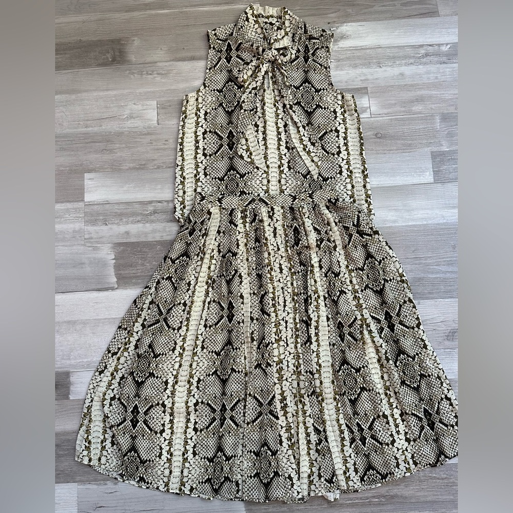 J. Crew Green and Beige Snake Python Print Top and Skirt Set